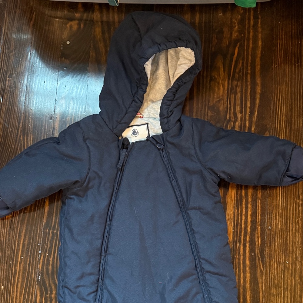 Petit Bateau Navy and Gray Baby Snowsuit